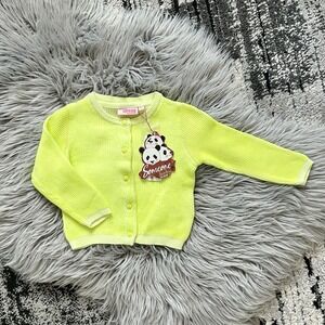 SOMEONE KIDS Girls Fluorescent Yellow Gilet Button Up Sweater 18m